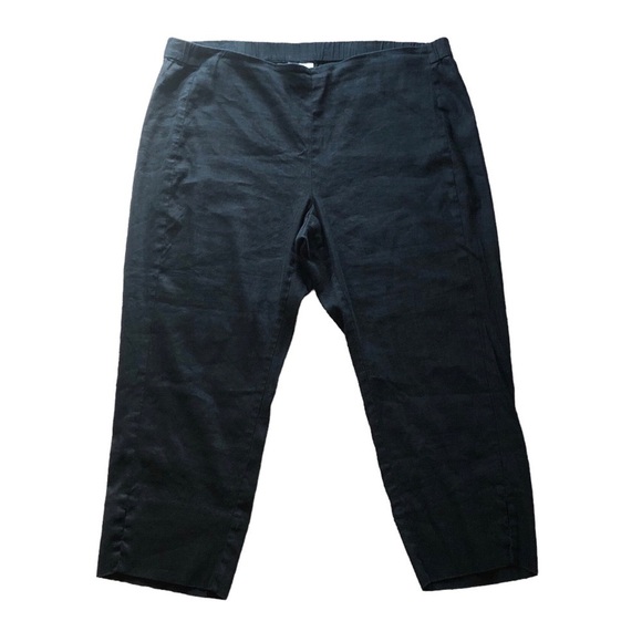J. Jill Modern Linen Blend Stretch Pull On Crop Pant Sz. XL~Petite Black Casual - Picture 2 of 5